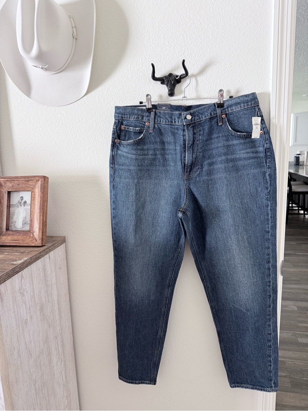 GAP Boyfriend Jeans in Dark Blue Wash